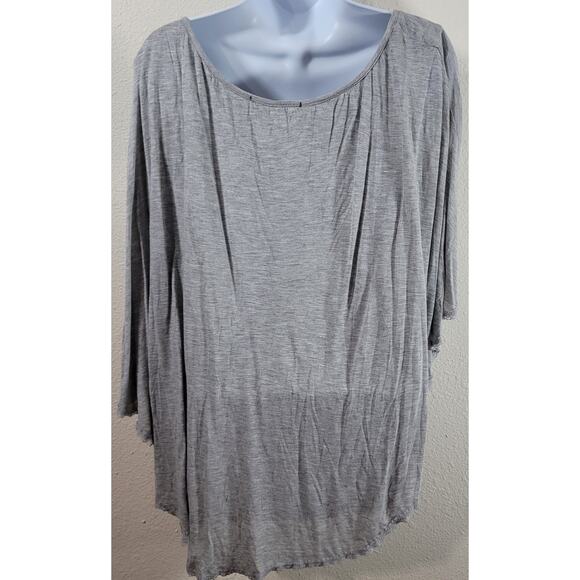 B.L.E.U. Gray Heathered Faux Button Up Layered Top 1X Plus Lightweight Flowy - Picture 4 of 6